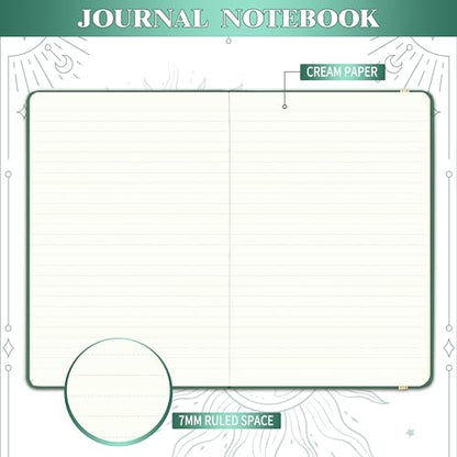 Artfan Ruled Notebook/Journal – Premium Thick Paper Faux Leather Classic Writing Notebook with Pocket + Page Dividers Gifts, Banded, Large, 144 Pages, Hard Cover, Lined (5.8 x 8.4) - Dark Green - color: Dark Green