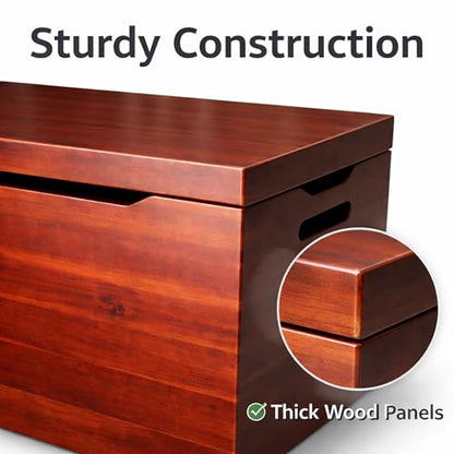 Fully Assembled, Solid Wood Storage Chest with Lid & Handles, Wooden Box, Organizer, Storage, Birthday, Gift, Blankets, Clothes, Keepsakes, Anti-Slam Hinges, 30” Professional Mahogany Finish