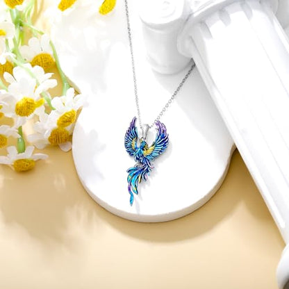 Hummingbird/Phoenix/Owl/Dove/Flamingo/Raven/Blue Jay/Cardinal/Peacock/Eagle/Parrot/Robin Necklace for Women 925 Sterling Silver Bird Pendant Necklace Animal Jewelry Gift for Mother Wife - style: Phoenix Necklace