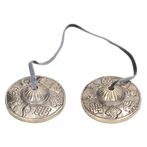 Tibetan Tingsha Meditation Bell, Pure Copper Handmade Chime Bells, Nepalese Double Bell for Healing and Yoga, Brass Percussion Instrument with Thick Tone to Clear Negative Energy