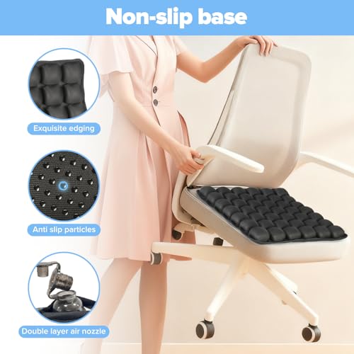 Sondour Travel Seat Cushion, Airplane Cushion Long Flight, Airplane Gadgets Inflatable Seat Cushions, Portable Airline Cushion With Air Pump, Wheelchair Cushions,Pressure Relief Seat Cushion-1 Black - color: Black