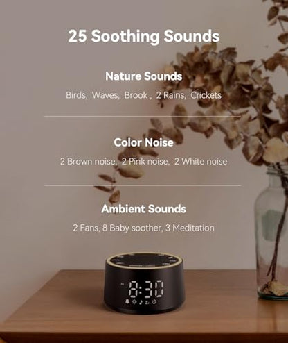 Dreamegg Sound Machine for Sleep - D1 Nova White Noise Sound Machine for Baby Adult with Alarm Clock, Soothing Sounds, Dimmable, White Noise Alarm Clocks for Bedrooms Heavy Sleepers Travel, Black - size: Palm-sized (D1 Nova)