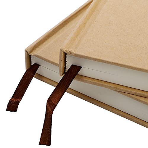 ZEAYEA 4 Pack A5 Blank Notebook Journal, 6 x 8.5 Inch Hardcover Notebook, 120 Sheets/ 240 Pages Per Book, 100gsm Thick Paper, Kraft Unlined Sketch Book for Student, Office, School and Journal Refills
