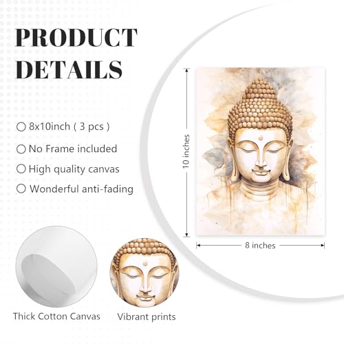 Lhoiplme Zen Wall Art Decor Buddha Lotus Flower Artwork Tree of Life Canvas Painting Yoga Meditation Studio Wall Art Mindfulness Spiritual Energy Poster for Living Room Bedroom 8x10x3 Inch Unframed