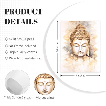 Lhoiplme Zen Wall Art Decor Buddha Lotus Flower Artwork Tree of Life Canvas Painting Yoga Meditation Studio Wall Art Mindfulness Spiritual Energy Poster for Living Room Bedroom 8x10x3 Inch Unframed