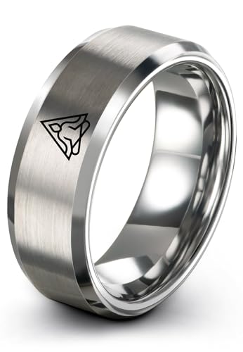 Gift for Yoga Fan - Yoga Meditation Ring - Flat Dome Bevel - Band - Men Women - Brushed Polished - Tungsten - Personalized Custom Engraving - 8mm - Anniversary Wedding - Yellow Rose Gold Silver - color: 12 - Grey Tungsten