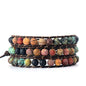 Boho Wrap Bead Bracelet for Women - Handmade Adjustable Natural Stone Beaded Bracelets Yoga Healing Bracelet Bangle Hippie Jewelry - color: Matte Turquoise