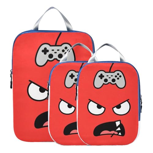 3 Piecing Packing Travel Bag Polyester Closet Storage Organizer, Gaming Rage Look (3 Set) - color: Gaming Rage Look