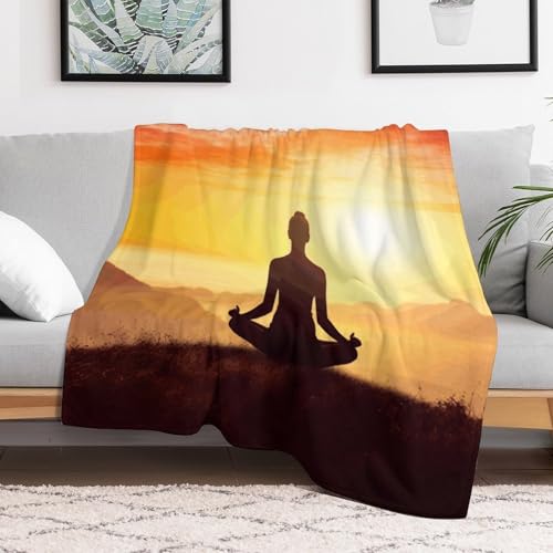 Yoga Meditation Soft Throw Blanket for Couch Lightweight Flannel Blanket for Sofa Couch Throw Bed Warm Cozy Decorative Blankets Fall Winter Decor 60"x80" - size: 60"x80"