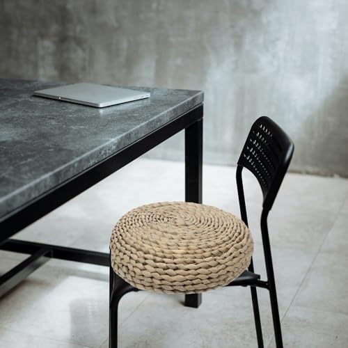 BESPORTBLE Hand-Woven Straw Yoga Meditating Cushion 30x30cm Cotton Filled Tatami Floor Pad for Home Meditation and Yoga Practice