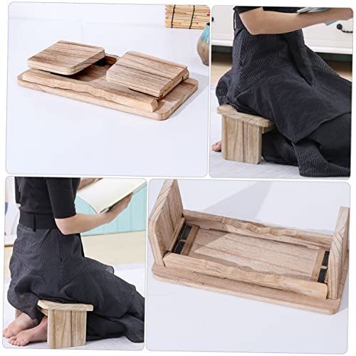 Kneel Sitting Stool Zen Meditation Bench Natural Wood Floor Cushion for Bedroom