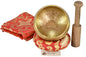 NHZ Meditation Yoga Singing Bowl Set With Mallet, Cushion & Brocade Bag - For Meditation, Chakra Healing, Prayer,Yoga, and Mindfulness (3.5 Inch Red) - color: Red