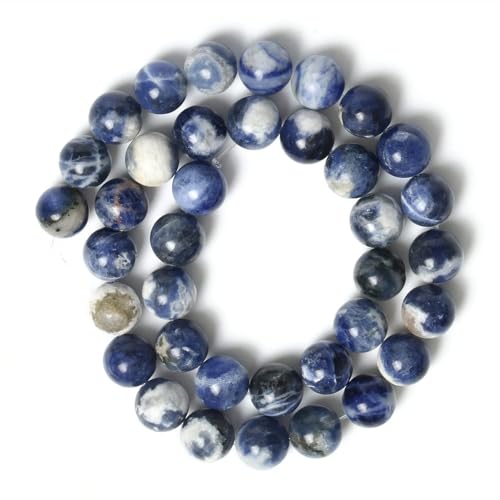 About 60pcs 6mm Natural Stone Beads White Blue Sodalite Beads Energy Crystal Power Gemstone for Jewelry Making, DIY Bracelet Necklace - color: Blue White Sodalite, size: 6mm