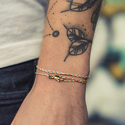 Made by Nami Nautical Rope Bracelet for Men Waterproof & Adjustable Wrap String Bracelets with Snap Hook Gift for Him - color: Retro Gold