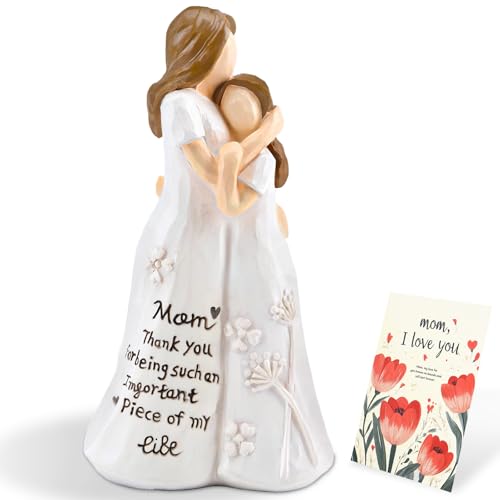 Mom Gifts from Daughter, Mother Daughter Figurine, Hand-Painted Resin Sculpture, Meaningful Birthday Mothers Day Valentines Day Gift, Home Decor Keepsake (Mother Daughter Hug) - color: Mother Daughter Hug Figurine