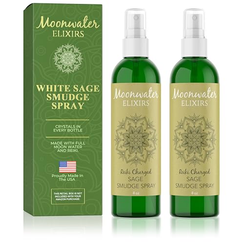 White Sage Smudge Spray for Spiritual Cleansing & Aura Protection, Sage Spray for Cleansing Negative Energy & Protection, Home & Meditation, Clear Quartz Reiki Energized Aromatherapy Room Mist 2X 8oz - size: 8 Fl Oz (Pack of 2)