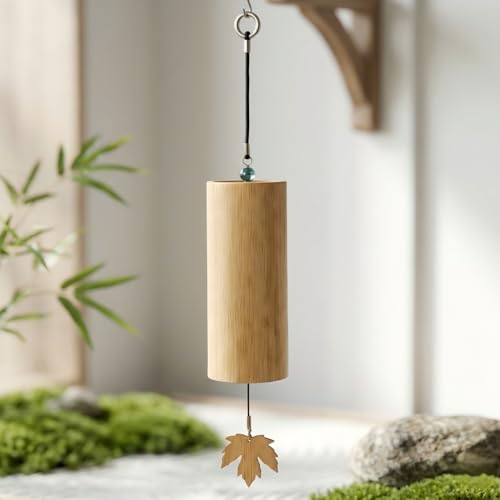 Wooden Wind Chimes Outdoor Deep Tone - Natural Bamboo & Wood Windchime for Patio, Porch & Garden Decor - Heavy Duty Weatherproof Memorial Chimes, Unique Housewarming Gift