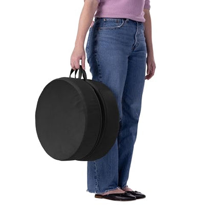 Factory Direct Partners FDP Overstuffed 16 inch Round Velvety and Vinyl Floor Cushions with Handles Flexible Seating for Home, Lounge, Yoga Studio, Deluxe Foam (2-Piece) - Onyx - color: Onyx