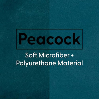 Factory Direct Partners FDP Overstuffed 16 inch Round Velvety and Vinyl Floor Cushions with Handles Flexible Seating for Home, Lounge, Yoga Studio, Deluxe Foam (2-Piece) - Peacock - color: Peacock