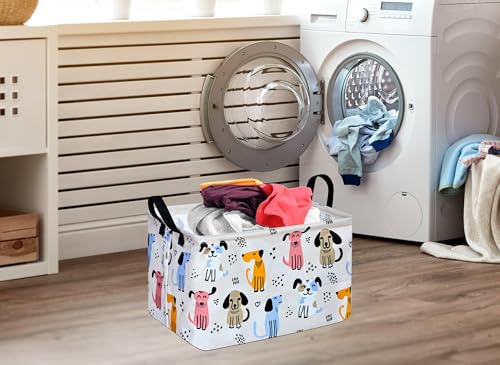 Rectangle Gift Storage Basket Home Shelf Storage Basket Organizer Box Clothes Laundry Hamper Nursery Basket Laundry Basket with Handles (Dog) - color: DOG