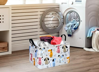 Rectangle Gift Storage Basket Home Shelf Storage Basket Organizer Box Clothes Laundry Hamper Nursery Basket Laundry Basket with Handles (Dog) - color: DOG