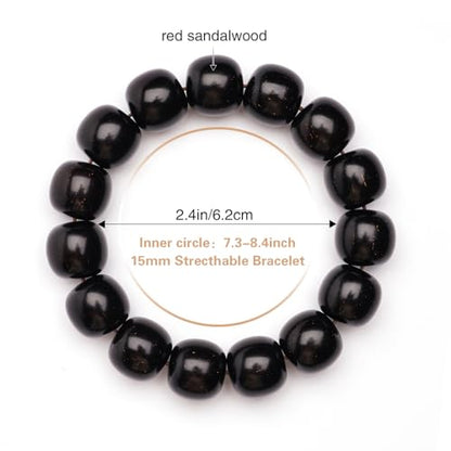 Meditaiton Men Beaded Bracelets, Handmade Sandalwood Mala Beads, Buddhist Prayer Red Wood Bracelets, Comfortable for Daily Wear Yoga Gift for Men - color: Indian Red Sandalwood with Partial Golden Star