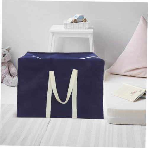 KOMBIUDA Folding Large Storage Bag Versatile Comforter Container for Clothes Quilts Sundries Space Saving Non Woven for Travel Moving Gym Use Navy Blue