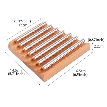 Meditation Chime Wooden Chimes Hand Chime with Mallet for Yoga Office Relaxing Sound, 7 Tone