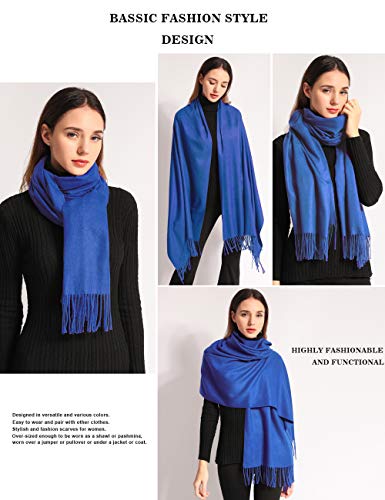 Pashmina Shawl Women Winter Scarf Warm Wedding Wraps Ladies Scarves for Evening Dresses - color: Royal Blue