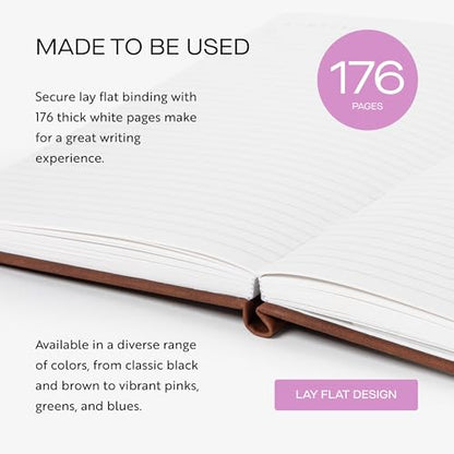 Oriole Vegan Leather Ruled Notebook - Chestnut Brown | 176 Pages of Thick Lined Paper | Soft Touch Hardcover Journal (5 x 8 in) with Gold Foil Bird Design & Luxury Gift Box - color: Chestnut Brown