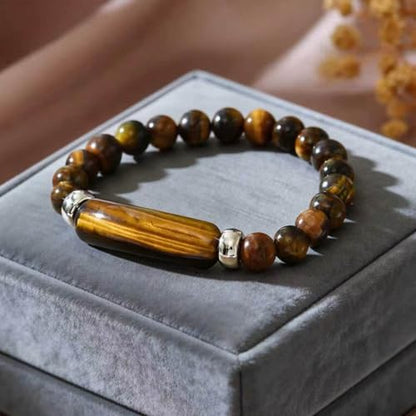 Kim Carrey Italian Tiger's Eye Mens Bracelet Stainless Steel Waterproof, Men's Bracelets Birthday Annivesary Gift for Him