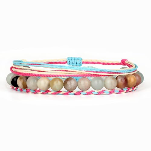 QOGIR Handmade Healing Bracelet,6mm Natural Gem Stone Bracelet rope bracelet - color: Amazonite(Communication and Expression), size: 8mm