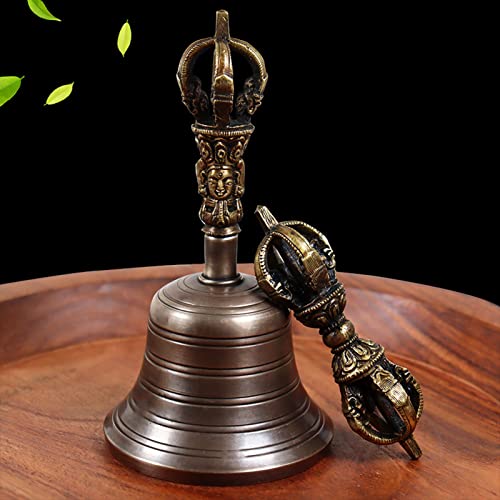 Hand Bell,Buddhist Meditation Bell It Can Also Be Played Like A Singing Bowl, Producing A Delicate And Inspiring Sound By Rubbing The Wooden Punch Along The Rim Of The Bell