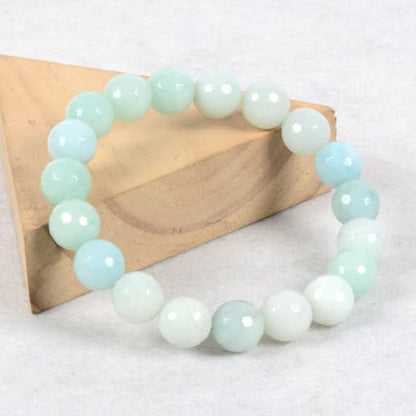 Justinstones Gemstone Crystals Chakra Beads Bracelet Crystal Healing 10mm Round Stretchable Bracelet for Her Gift - color: Faceted Amazonite
