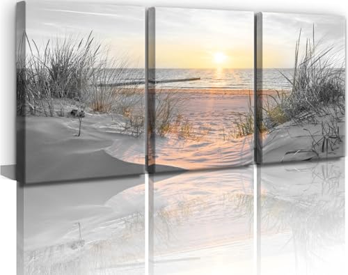 Yxbhhym Living Room Wall Art Black and White Bathroom Wall Decor Beach Picture Coastal Sunset Prints Ocean Postes Seascape Artwork Sea Scene Painting Modern for Bedroom Office Decorations - color: BAsunB-3, size: 16"x24"inches x 3 pcs