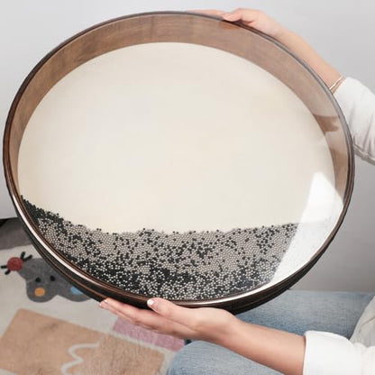 12 Inch Professional Ocean Wave Drum - Goatskin Drum with Steel Beads, Natural Sound Instrument for Meditation Relaxation Yoga, Includes Carry Bag(12in) - size: 12in