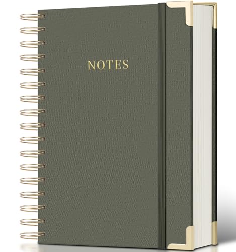 Spiral Notebook Journal, 328 Pages Linen Hardcover College Ruled Notebook, Lined Thick Journals for Women Men, A4 Thick Spiral Journal for Writing, 100GSM Paper, Cute Notebooks for Work School - color: B-Green, size: A4(8.5INCH×11INCH)