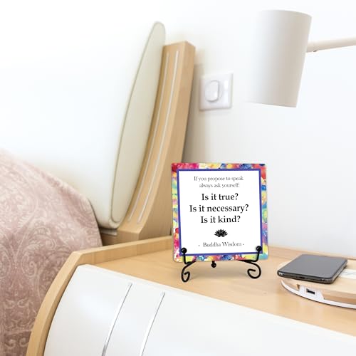 Buddha Life Quote Desk Decor, Funny Office Inspirational Gifts for Family Friends, Meditation Room Tabletop Decor, Zen Home Office Wooden Plaque Sign with Stand (J06) - style: Life