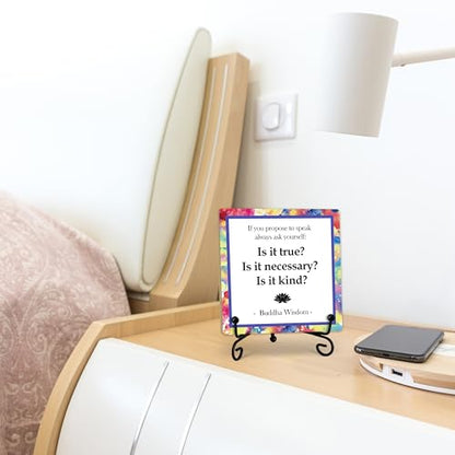 Buddha Life Quote Desk Decor, Funny Office Inspirational Gifts for Family Friends, Meditation Room Tabletop Decor, Zen Home Office Wooden Plaque Sign with Stand (J06) - style: Life