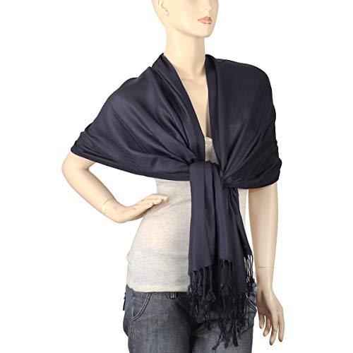 Falari Women's Soft Solid Color Pashmina Shawl Wrap Scarf, for Wedding, Bridesmaid Gifts, Evening Dress - color: Charcoal Grey