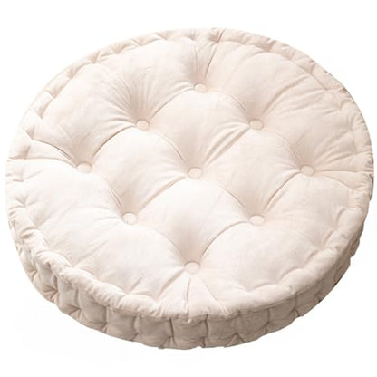 24 Inch Round Floor Pillows Thick Meditation Cushion with Handle Large Seat Cushion for Adults Solid Meditation Pillow (White)