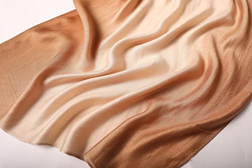 WINCESS.YU Women Gradient Scarf Long Shawls and Wraps Fashion Plain Pashmina Formal Scarf - color: Camel Gradient