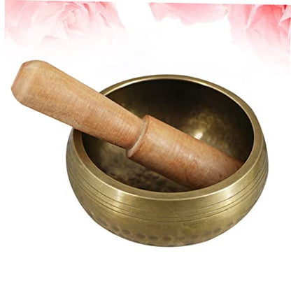 Buddhist Sound Therapy Bowl Meditation Bowl with Chime Stick Size 13cm Handmade - size: 13*13CM