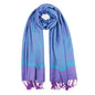 Silky Paisley Pashmina Shawl Scarf-Women's Soft Double-side Jacquard Pashminas Wrap for Evening Dress Travel Shawl - color: A-blue/Purple