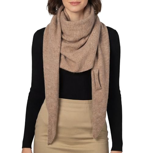 RIIQIICHY Shawl Wrap Women Pashmina Triangle Cape Knit Sweater Scarf for Fall Winter Fashion Accessory - color: Camel