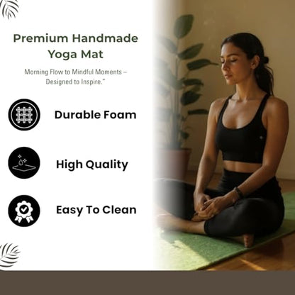 Handmade Organic Cotton Yoga Mat Natural Yoga Mat - Yoga Rug - Exercise, Workout, & Fitness Rug Made of 100% Cotton - Woven Material - Absorbent & Washable - 72"" x 24"" (Green)