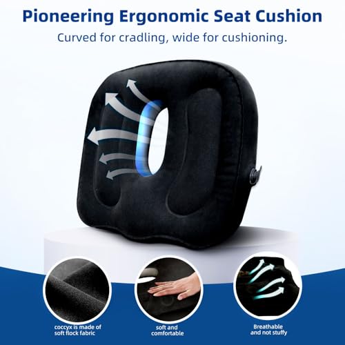 Sondor Travel Cushion,Air Seat Cushion,Evolution Cushion Portable & Lightweight Inflatable Seat Cushion - Ideal for Airplane Chairs, School Bleachers, Stadium Seats, and Wheelchairs - color: Black