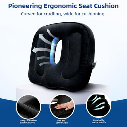 Sondor Travel Cushion,Air Seat Cushion,Evolution Cushion Portable & Lightweight Inflatable Seat Cushion - Ideal for Airplane Chairs, School Bleachers, Stadium Seats, and Wheelchairs - color: Black