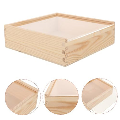 Alipis Acrylic Lid Wooden Box for Storage Jewelry Organizer Wooden Sliding Lid Space-saving Lightweight for Home Bedroom Travel