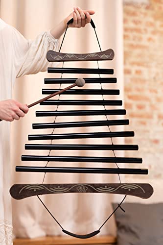 Meinl Sonic Energy Meditation Flow Chimes for Relaxing Sound Healing with Mallet and Bag, 2-Year Warranty (MFC10CMIBK), Black - color: Black, style: C Minor